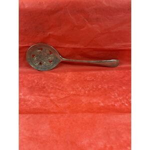 Antique Vintage Leonard Silverplate Slotted Serving‎ Spoon Made In Italy 8.5"